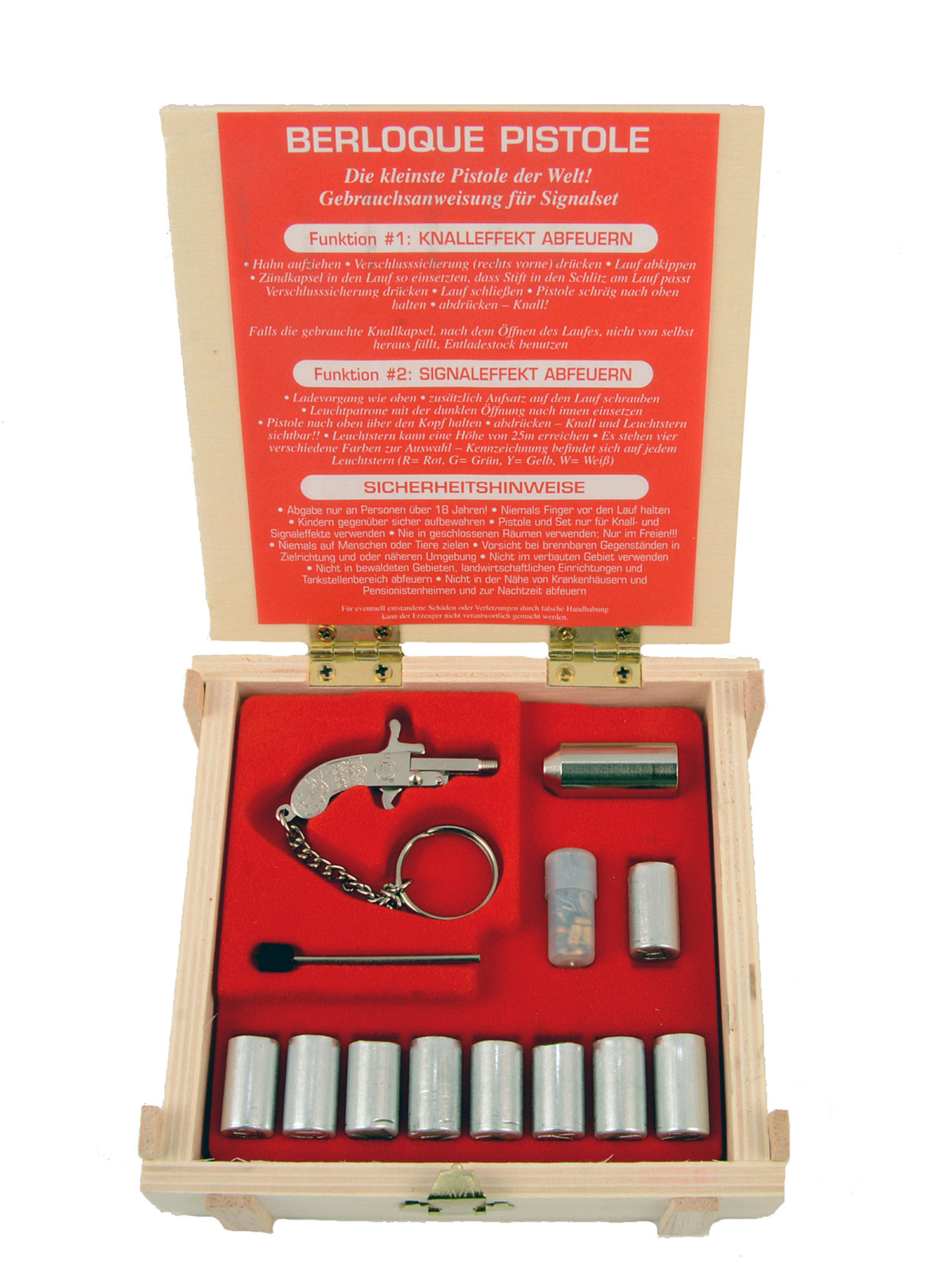 BERLOQUE Pistole silber Stiftzünder und 9mm Leucht