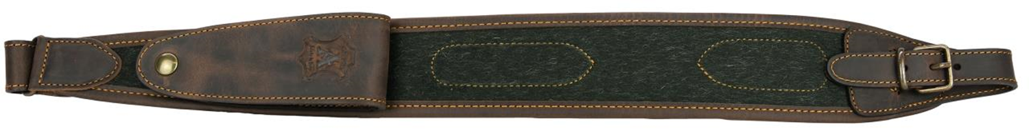 Gewehrriemen Artipel aus Rindsleder/ Loden mit Lasche für 2 Patronen