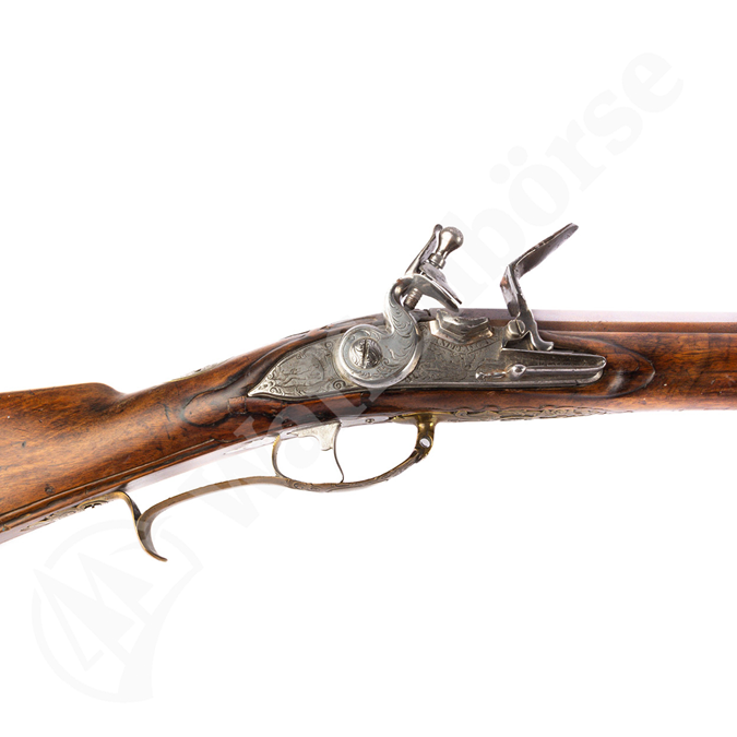 Steinschloss Rifle 18Jh. A.Gams Augsburg 17mm