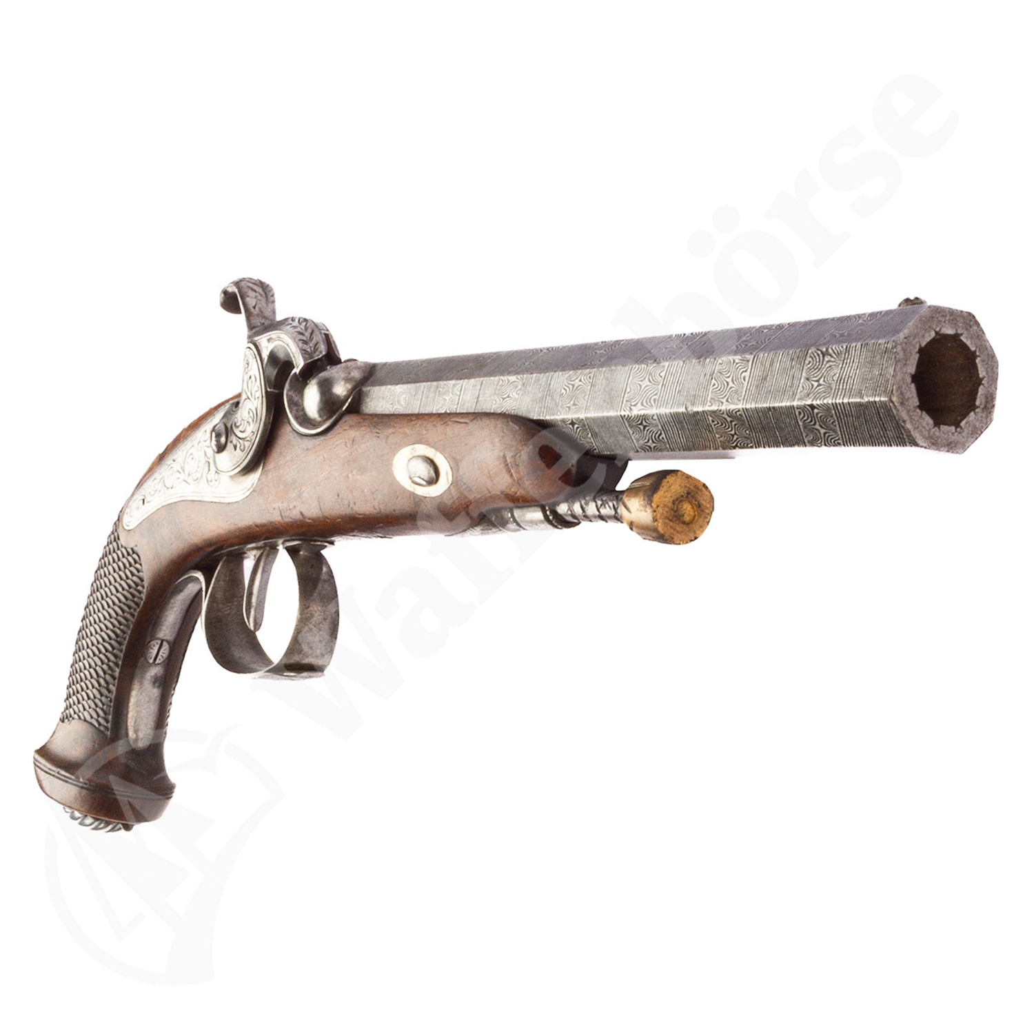 Belg. Perkussion Pistolen Paar Damast 14mm gezogen