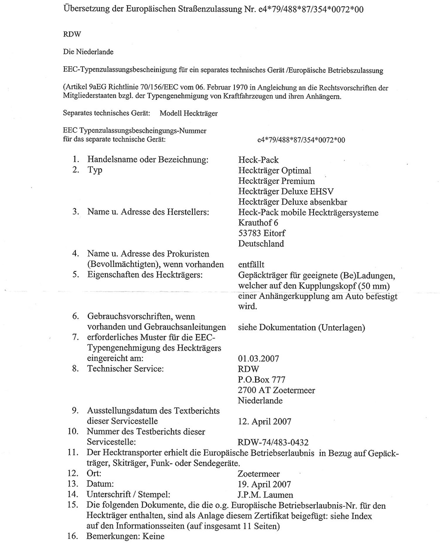 Heckträger Heckpack klein