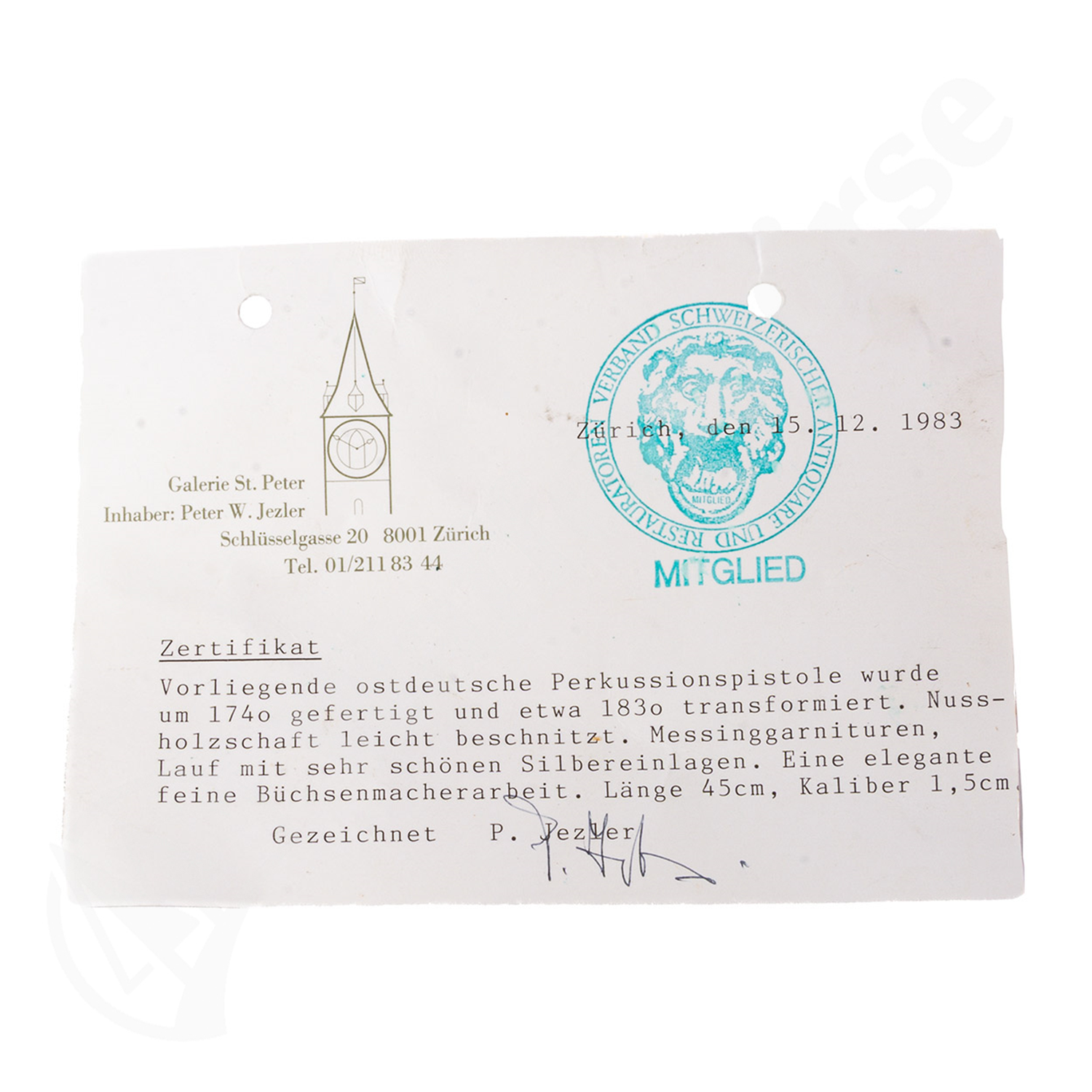 Deutsche Perk. Pistsole ca 1830 15mm